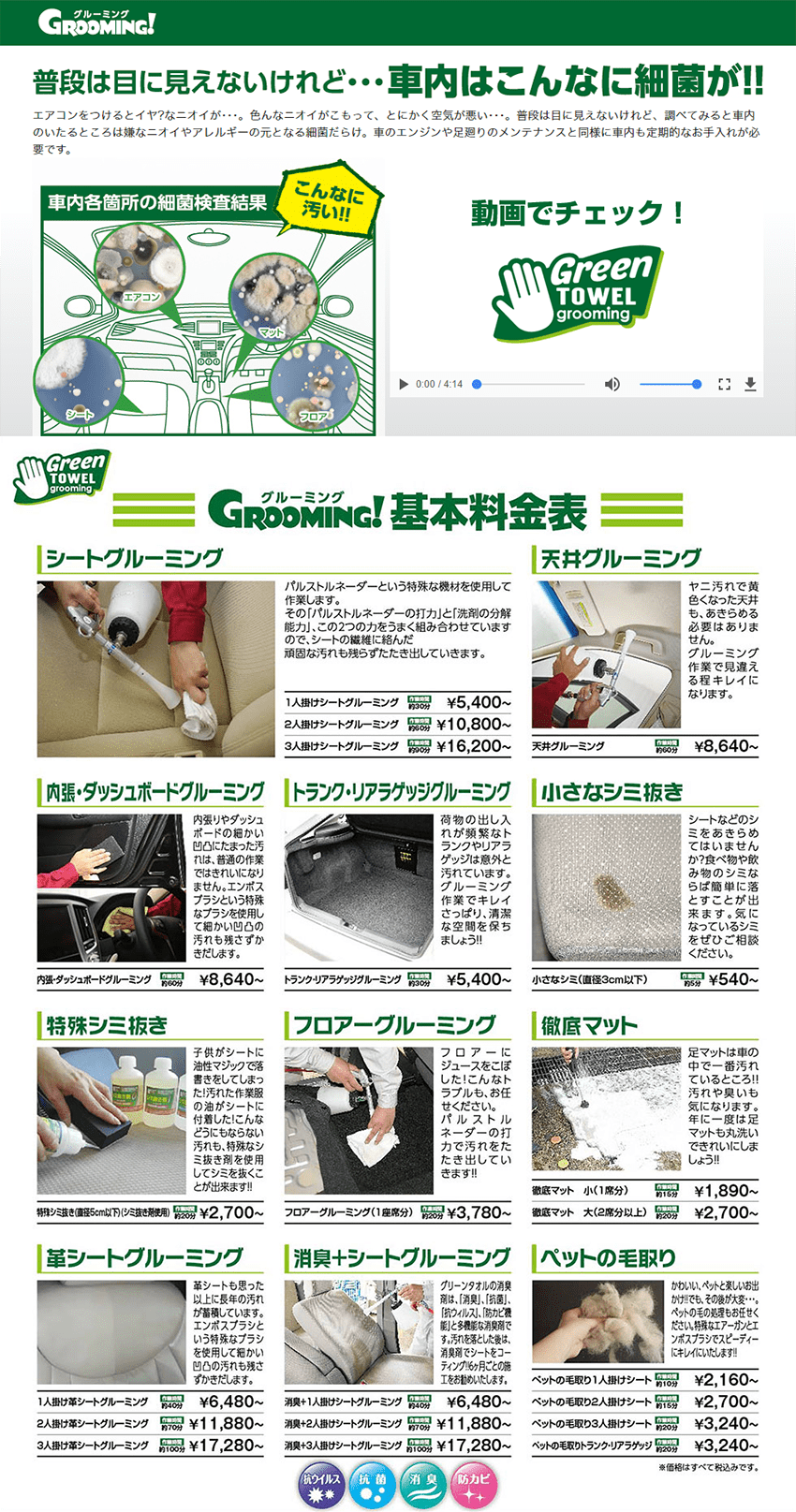 本格車内洗浄グルーミング