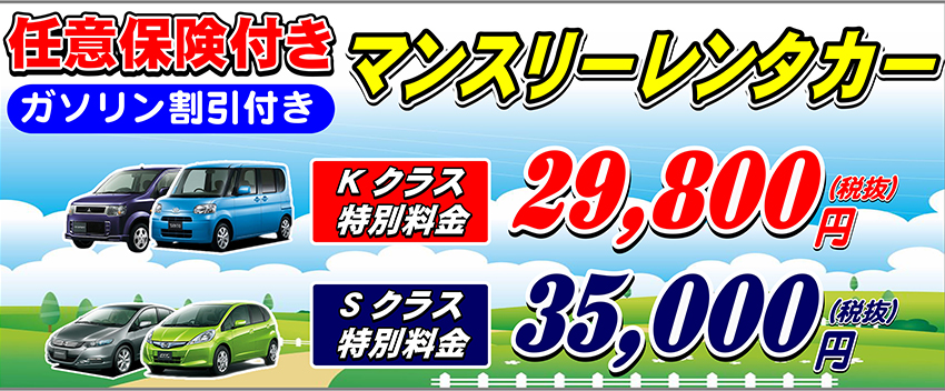 マンスリーレンタカー試験導入中